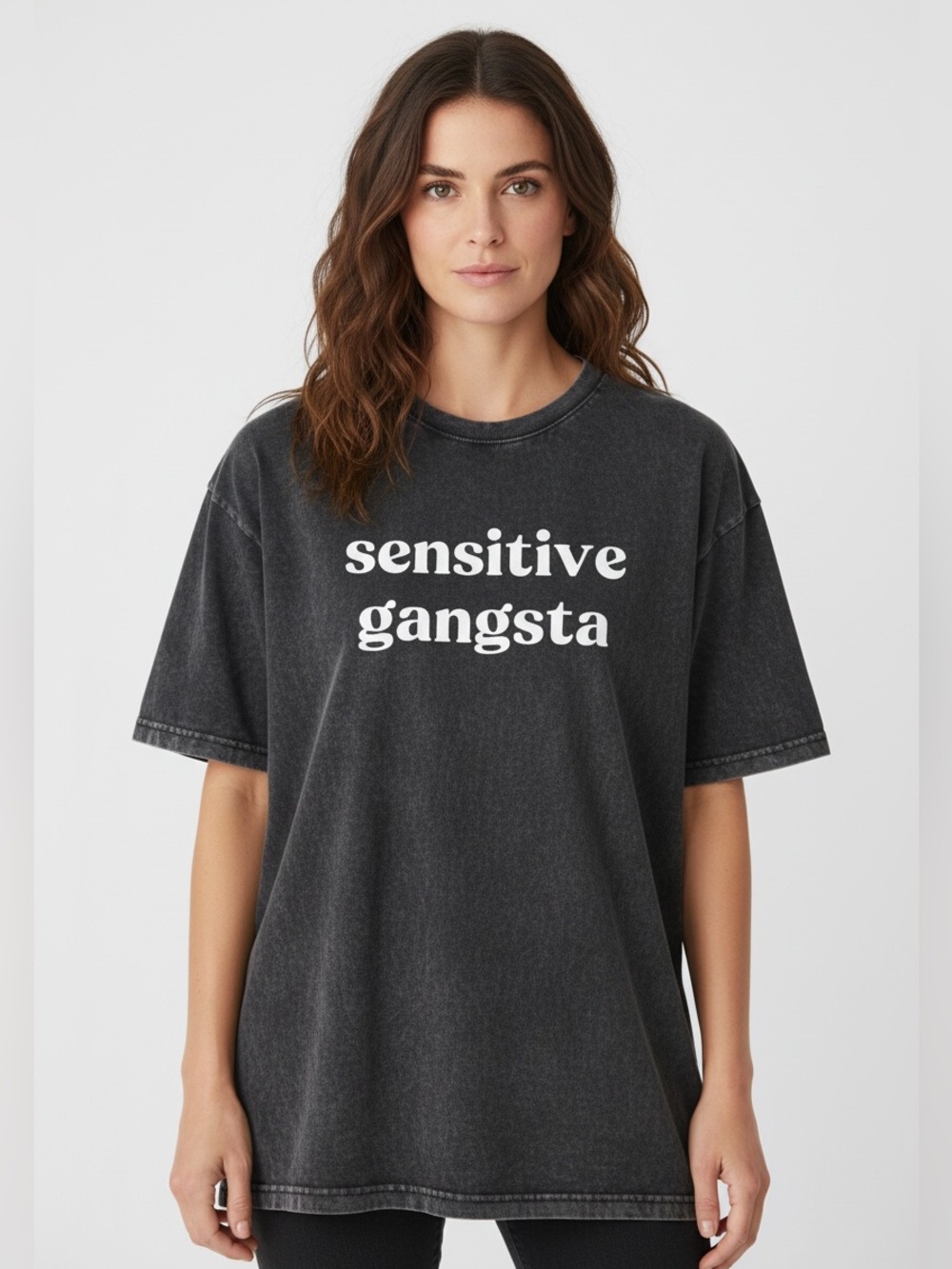 Sensitive Gangsta Graphic Tee - Charcoal